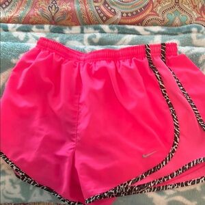 Nike Pink and Black Athletic Shorts with Zebra Trim